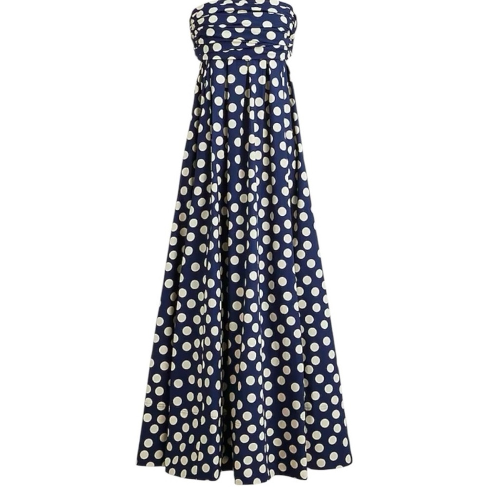 J. Crew Navy and Tan Collection Strapless Bow Back Dress